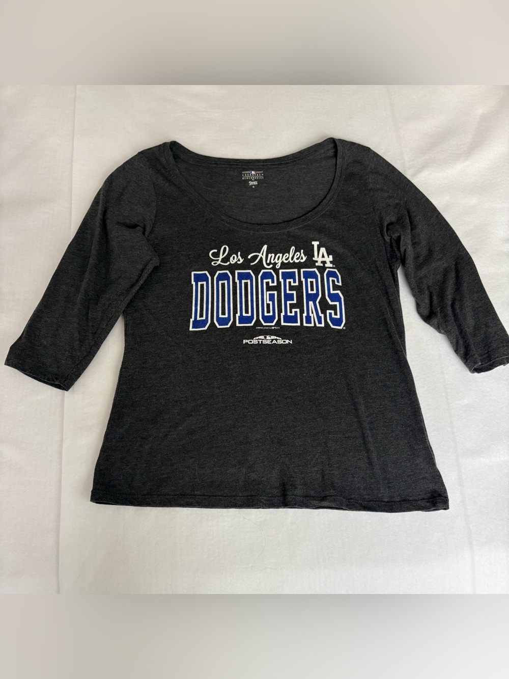 Los Angeles Dodgers Women’s 3/4-Sleeve T-shirt Gray Sz XL By Campus Lifestyle